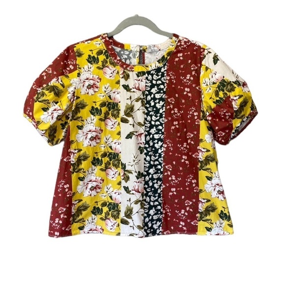 dRA Los Angeles Mojito Floral Patchwork ColorBlock Top - Picture 2 of 9